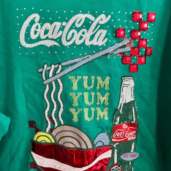 NEW QUEEN OF SPARKLES COCA-COLA COKE RAMEN SWEATSHIRT GREEN RED LONG SLEEVE NWT - Picture 4 of 8